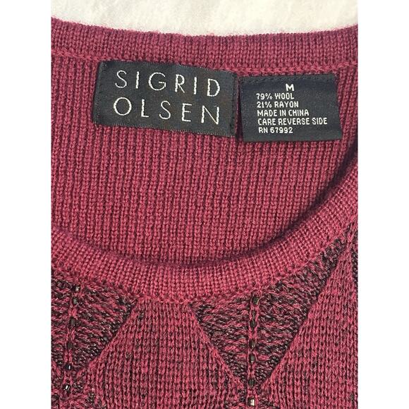 Sigrid Olsen Women’s Size Medium knit tank wool blend Holiday Party Evening Chic - Picture 5 of 5